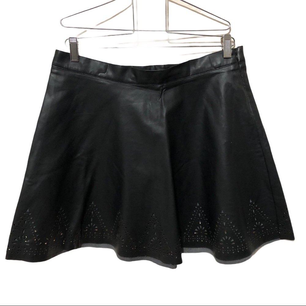 CHELSEA & VIOLET black vegan leather skater skirt